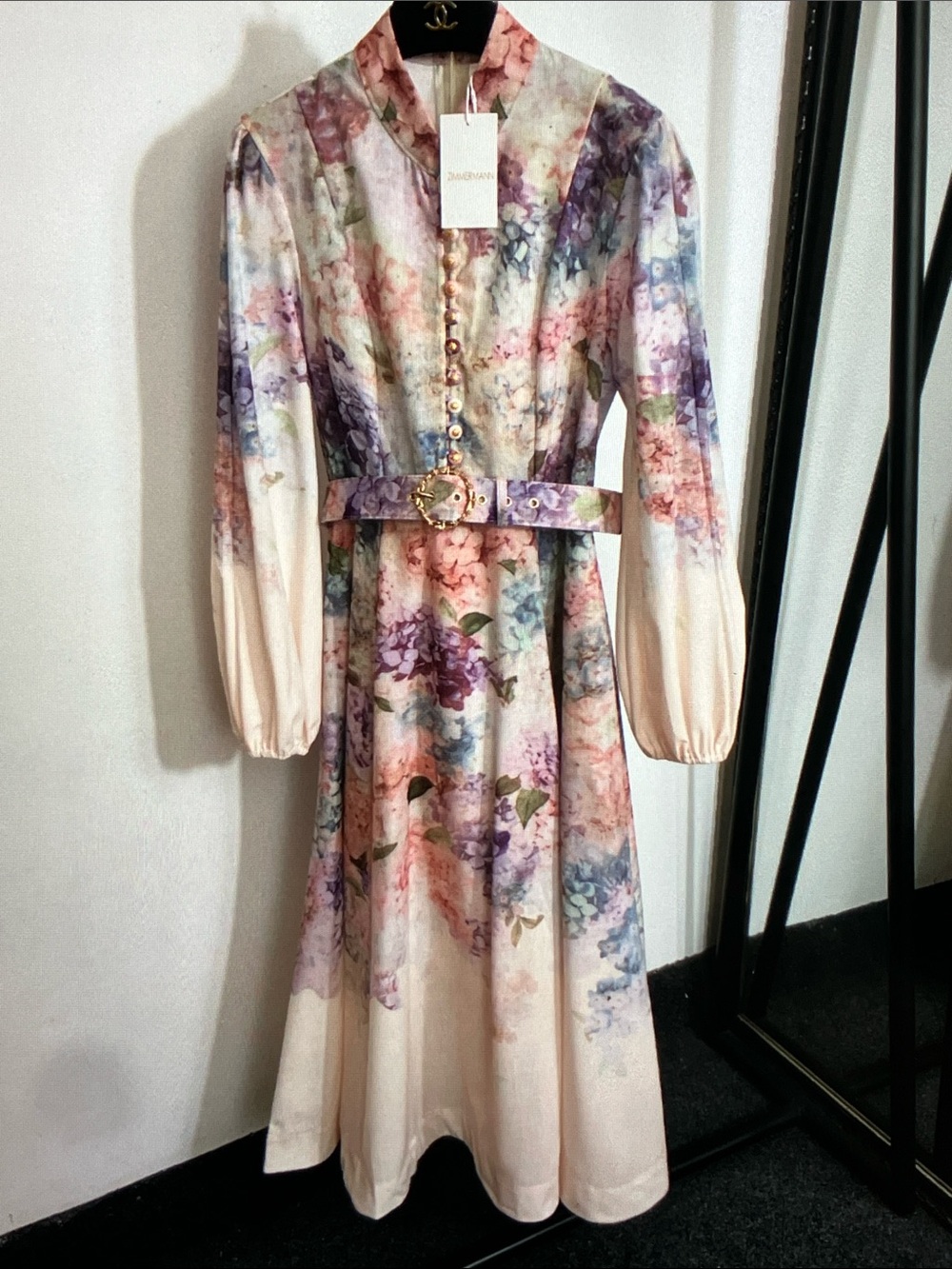 Zimmermann Pastel Floral Midi Dress in Pink, Purple, Blue